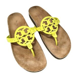 Tory Burch MILLER CLOUD Cork Suede Lemon Lime Yellow Size 10.5